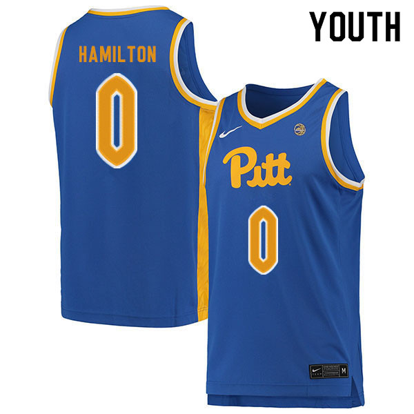 Youth #0 Eric Hamilton Pitt Panthers College Basketball Jerseys Sale-Blue